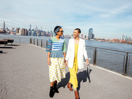 Corinna and Theresa Williams strolling outside