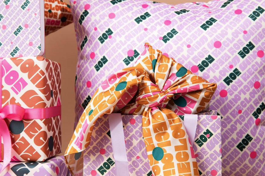 Fabric gift wraps by the brand Unwrp