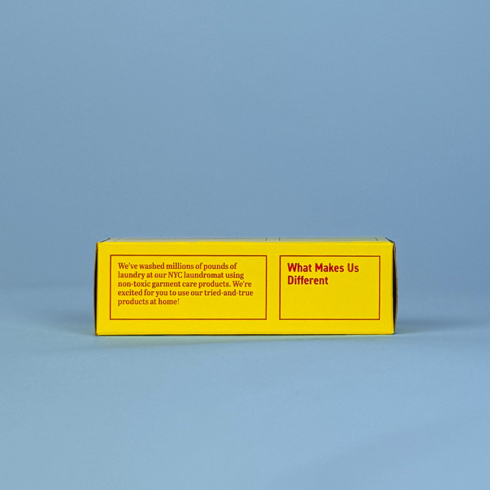 Wunderbar stain stick in yellow packaging with red label, company story panel
