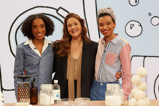 Drew Barrymore with Corinna and Theresa Williams of Celsious